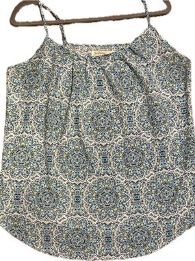 Faded Glory Blue Floral Medallion Sleeveless Tank Top size large